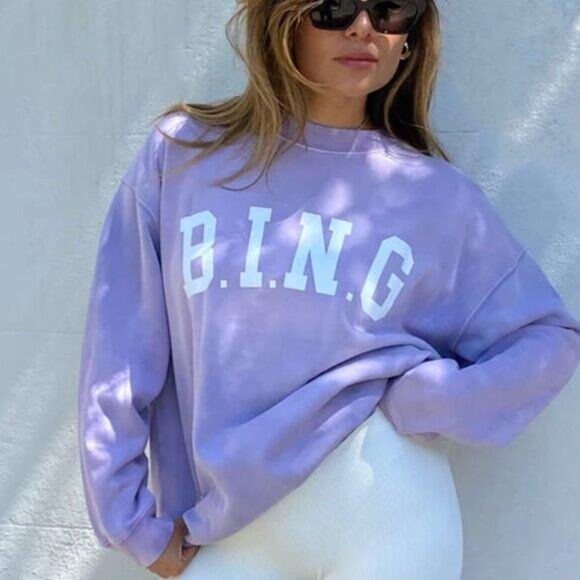 Anine Bing Tyler Sweatshirt Washed Lavender XXS Purple Organic Cotton Jumper - Picture 1 of 6